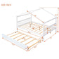 White Wood Full Canopy Bed Frame With Trundle