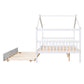 White Wood Full Canopy Bed Frame With Trundle