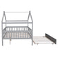 Gray Wood Full Canopy Bed Frame With Trundle