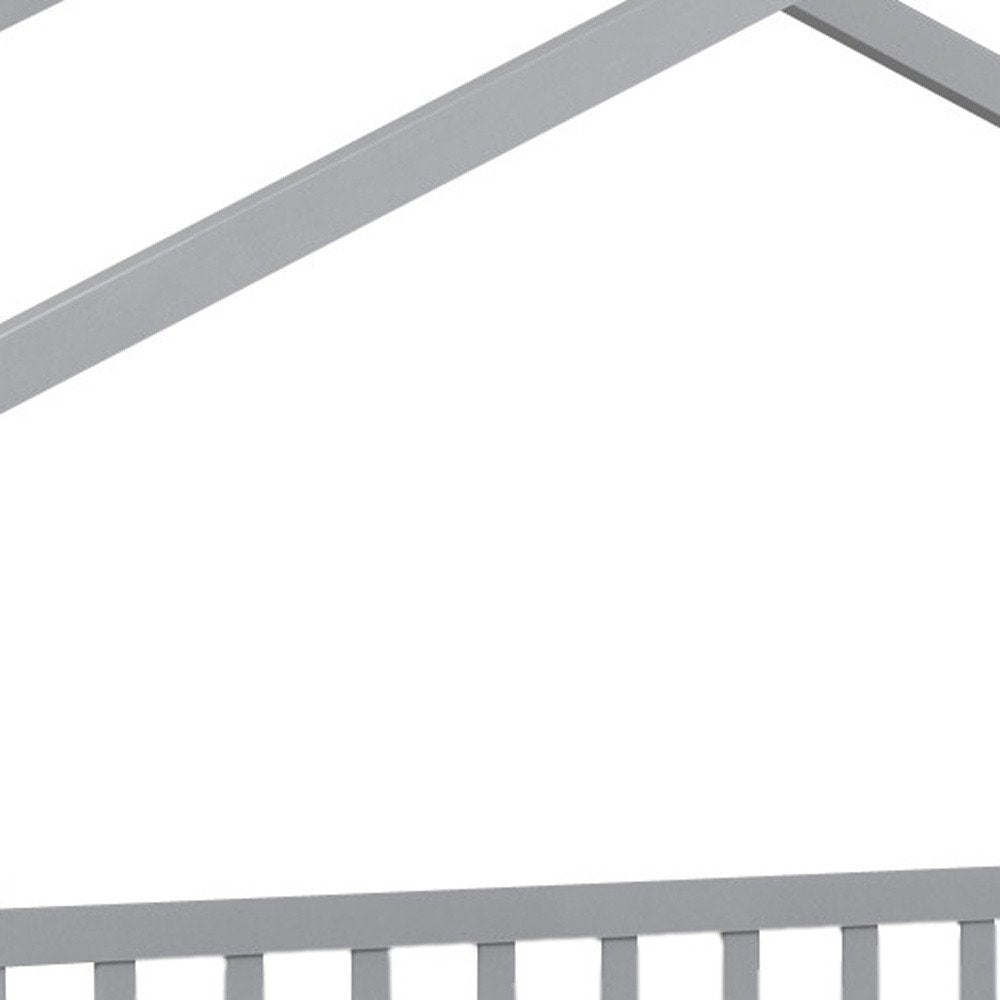 Gray Wood Full Canopy Bed Frame With Trundle