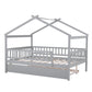 Gray Wood Full Canopy Bed Frame With Trundle