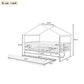 White Wood Full Canopy Bed Frame With Trundle