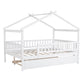 White Wood Full Canopy Bed Frame With Trundle