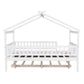 White Wood Full Canopy Bed Frame With Trundle
