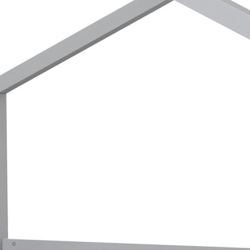 Gray Wood Full Canopy Bed Frame With Drawers