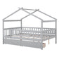 Gray Wood Full Canopy Bed Frame With Drawers