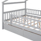Gray Wood Full Canopy Bed Frame With Drawers