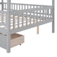 Gray Wood Full Canopy Bed Frame With Drawers