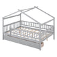 Gray Wood Full Canopy Bed Frame With Drawers