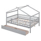 Gray Wood Full Canopy Bed Frame With Drawers