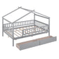 Gray Wood Full Canopy Bed Frame With Drawers