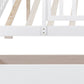 White Wood Full Canopy Bed Frame With Drawers
