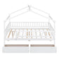 White Wood Full Canopy Bed Frame With Drawers