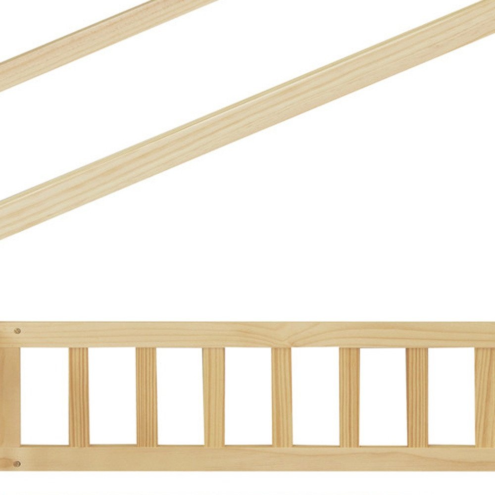 Natural Wood Full Canopy Bed Frame With Drawers