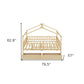 Natural Wood Full Canopy Bed Frame With Drawers