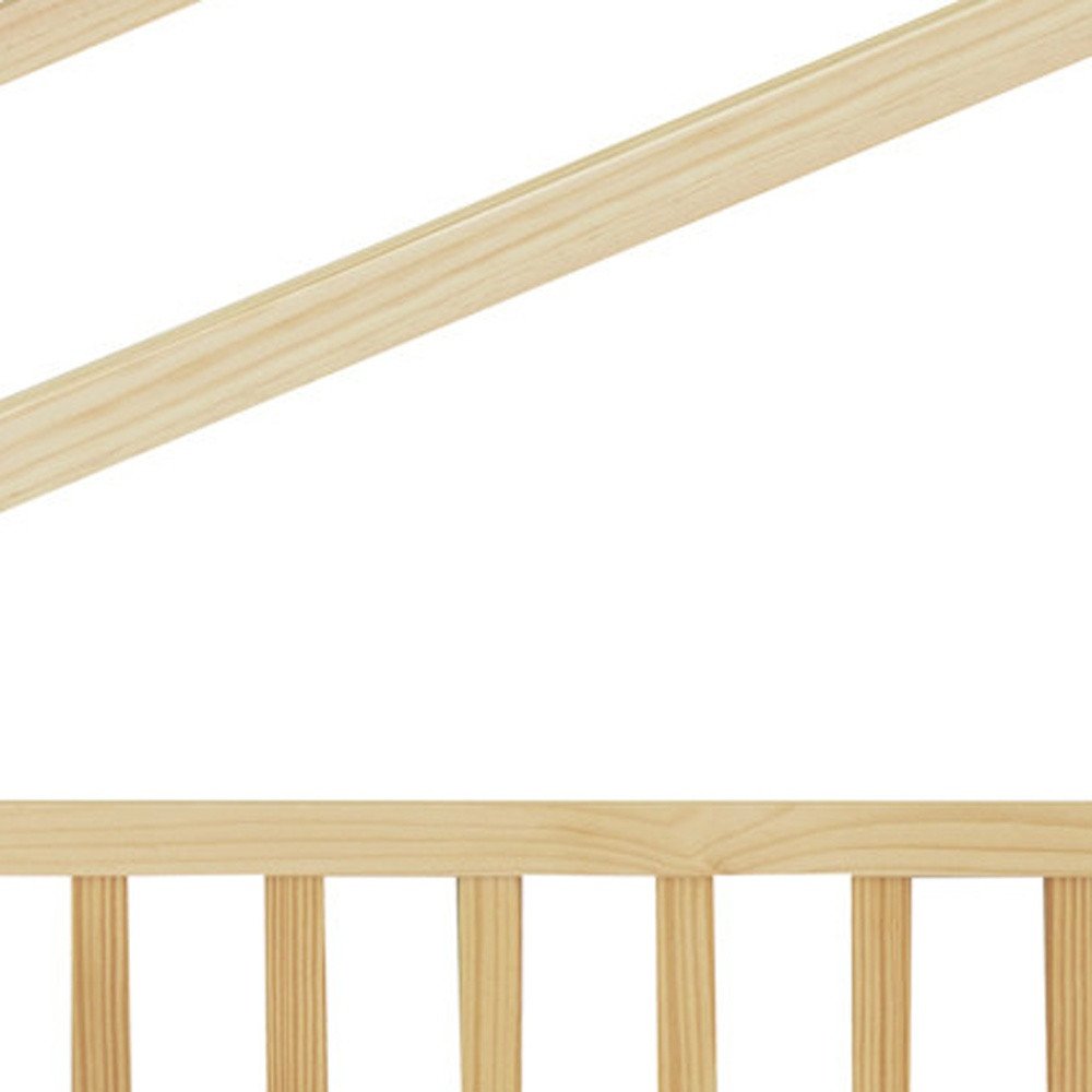 Natural Wood Full Canopy Bed Frame With Drawers