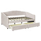 Beige Upholstered Twin Bed Frame With Drawers