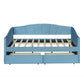 Blue Upholstered Twin Bed Frame With Drawers