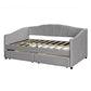 Gray Upholstered Twin Bed Frame With Drawers