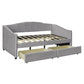 Gray Upholstered Twin Bed Frame With Drawers