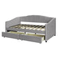 Gray Upholstered Twin Bed Frame With Drawers