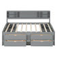 Gray Wood Full Bed Frame With Drawers