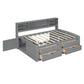 Gray Wood Full Bed Frame With Drawers