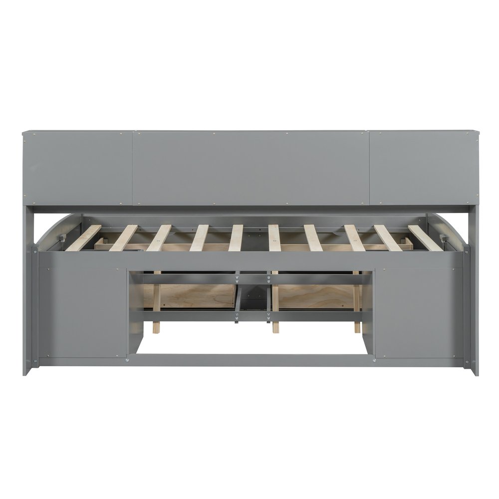 Gray Wood Full Bed Frame With Drawers