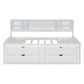 White Wood Full Bed Frame With Drawers