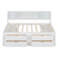 White Wood Full Bed Frame With Drawers