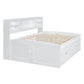 White Wood Full Bed Frame With Drawers