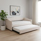 Beige Upholstered Twin Bed Frame With Trundle