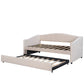 Beige Upholstered Twin Bed Frame With Trundle