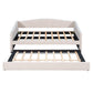 Beige Upholstered Twin Bed Frame With Trundle