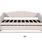 Beige Upholstered Twin Bed Frame With Trundle