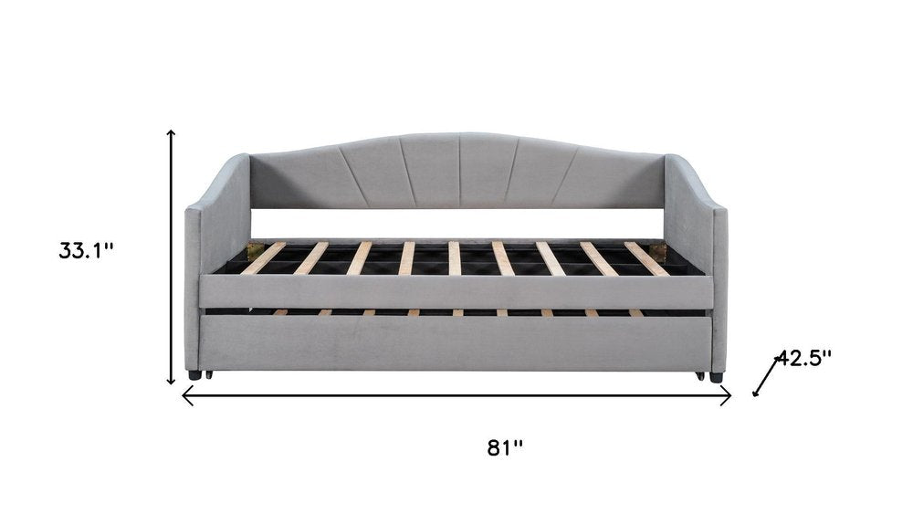 Gray Upholstered Twin Bed Frame With Trundle