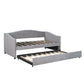Gray Upholstered Twin Bed Frame With Trundle