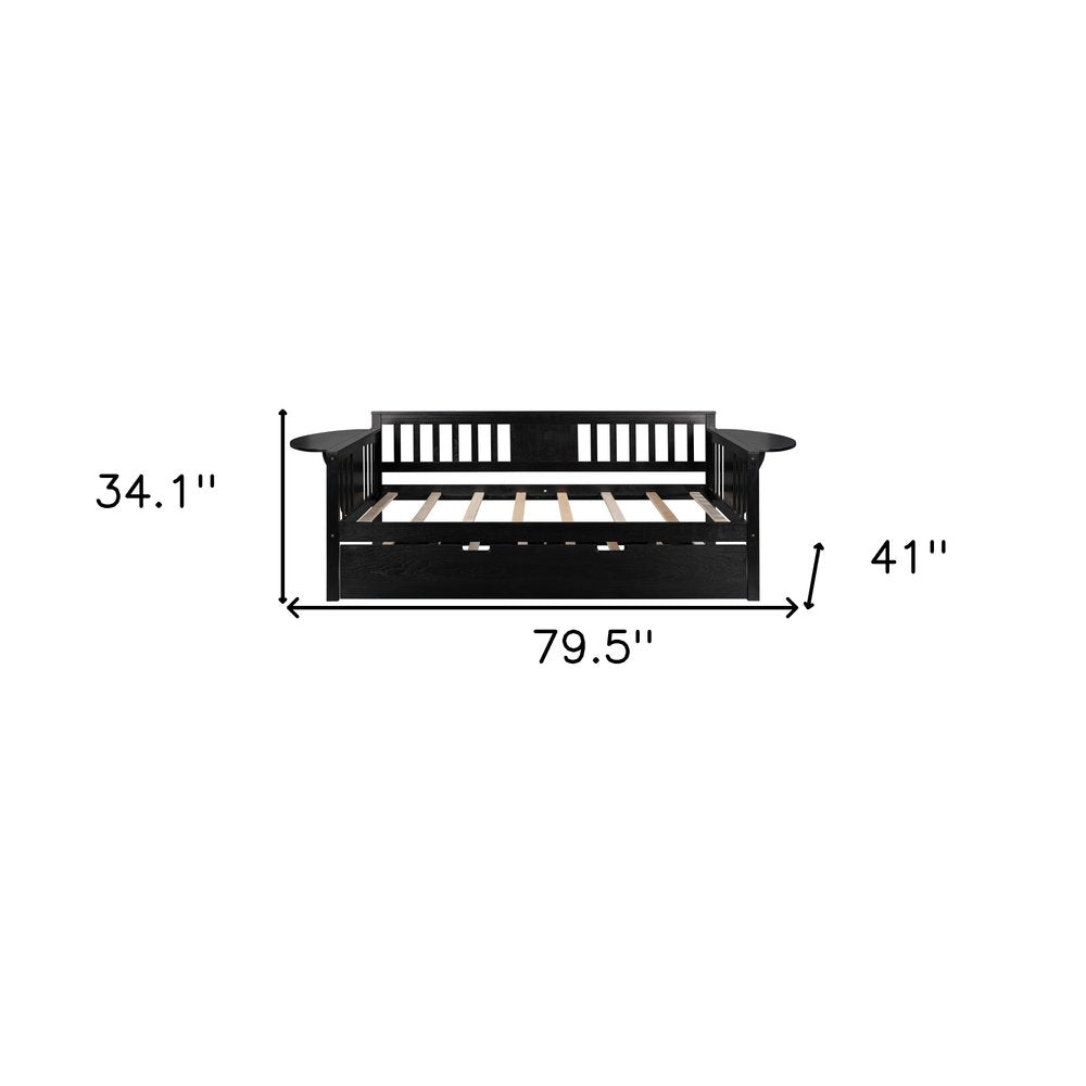 Espresso Wood Twin Bed Frame With Trundle
