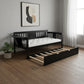 Espresso Wood Twin Bed Frame With Trundle
