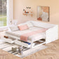 White Wood Twin Bed Frame With Drawers