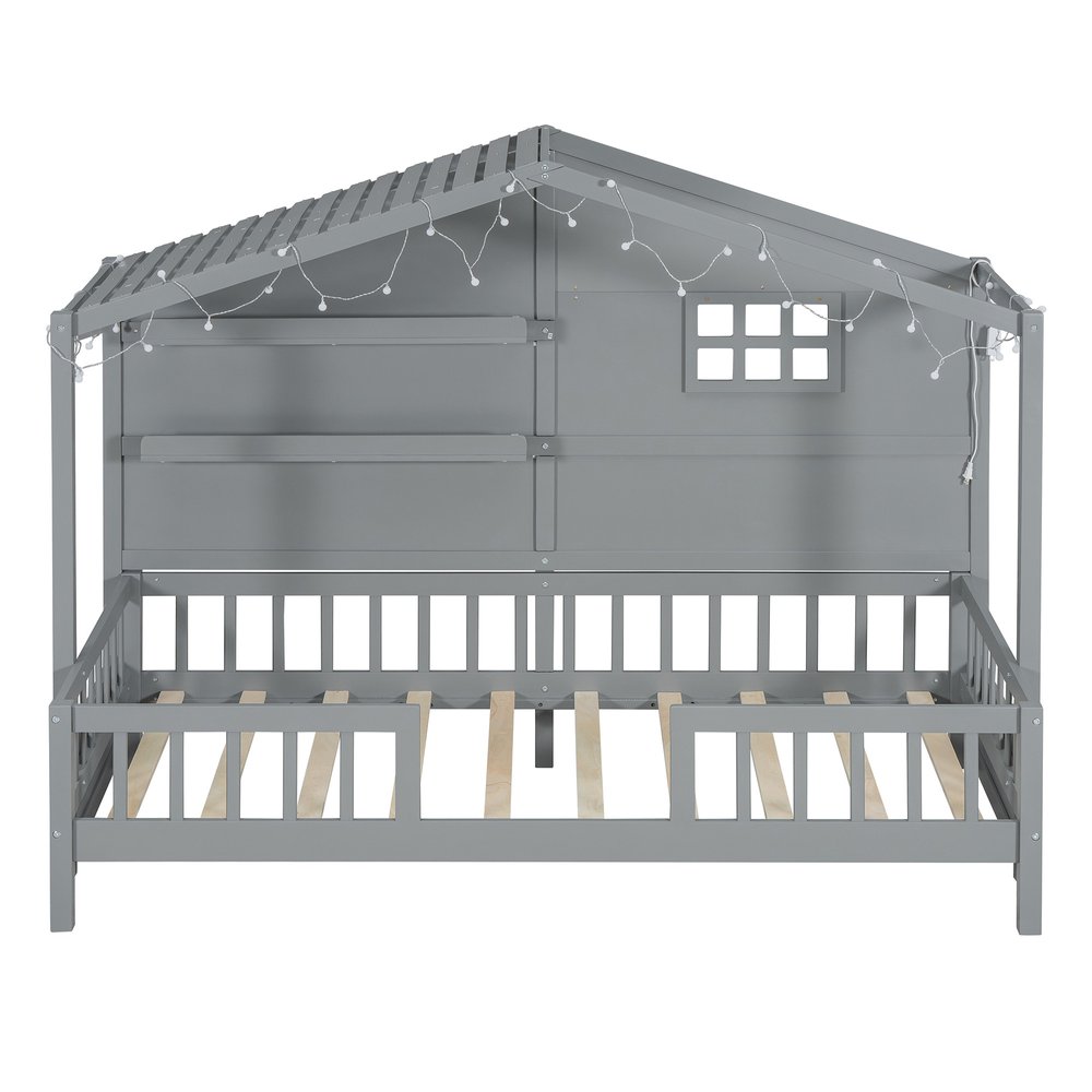 Gray Wood Twin Canopy Bed Frame