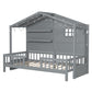 Gray Wood Twin Canopy Bed Frame