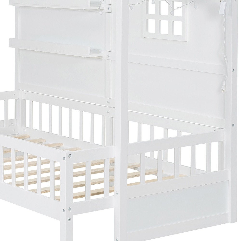 White Wood Twin Canopy Bed Frame