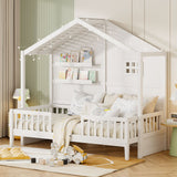 White Wood Twin Canopy Bed Frame