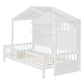 White Wood Twin Canopy Bed Frame