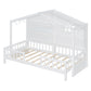White Wood Twin Canopy Bed Frame