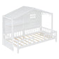 White Wood Twin Canopy Bed Frame