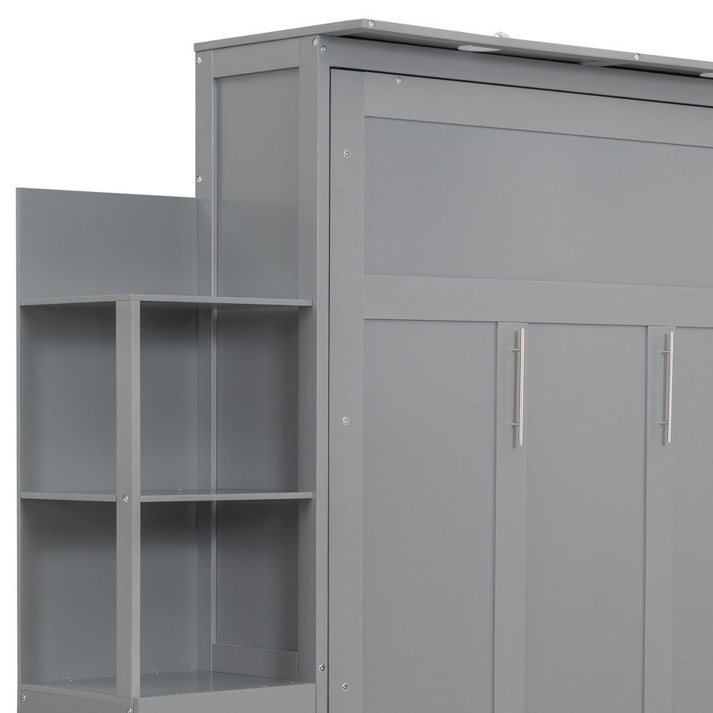 Gray Wood Full Murphy Bed
