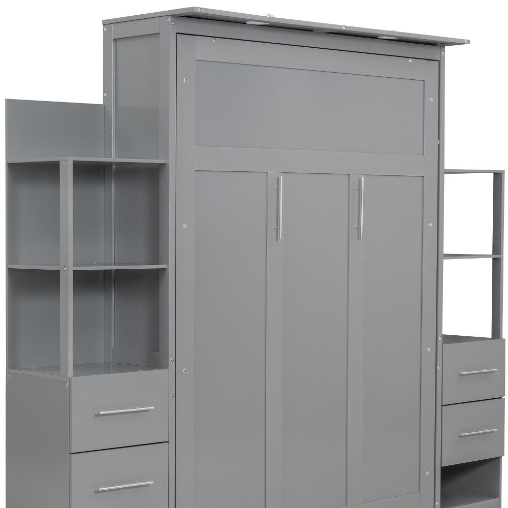 Gray Wood Full Murphy Bed