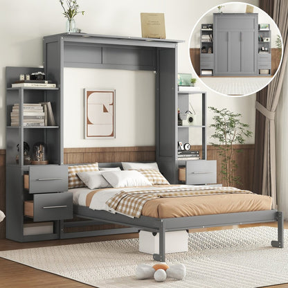 Gray Wood Full Murphy Bed